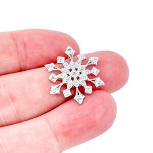 Vintage Thailand OTC Sterling Silver 925 Diamond 0.03ctw Snowflake Pendant